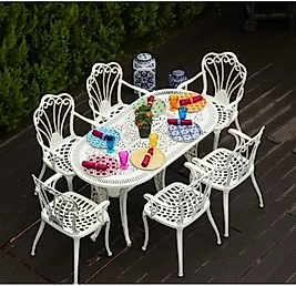 HASCOLLECTİON 1 ADET OVAL MASA 6 ADET SANDALYE