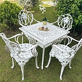 PLASTİK FERFORJE 1 KARE MASA 4 ADET ISPARTA SANDALYE