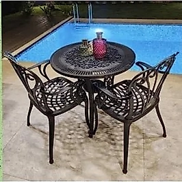 FERFORJE SİYAH 2 ADET SANDALYE 1 ADET 75 CM MASA