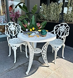 PLASTİK FERFORJE BEYAZ 75 CM 1 ADET MASA 2 ADET SANDALYE